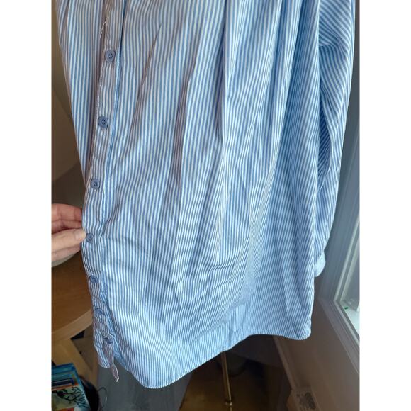 Missguided Blue Pinstripe Oversized Boyfriend Button Up Shirt Size 2 - Picture 4 of 9